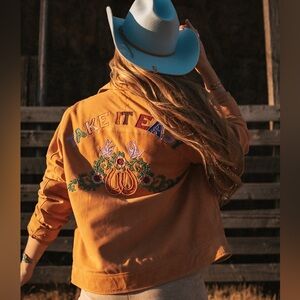 Embroidered Understated Leather jacket